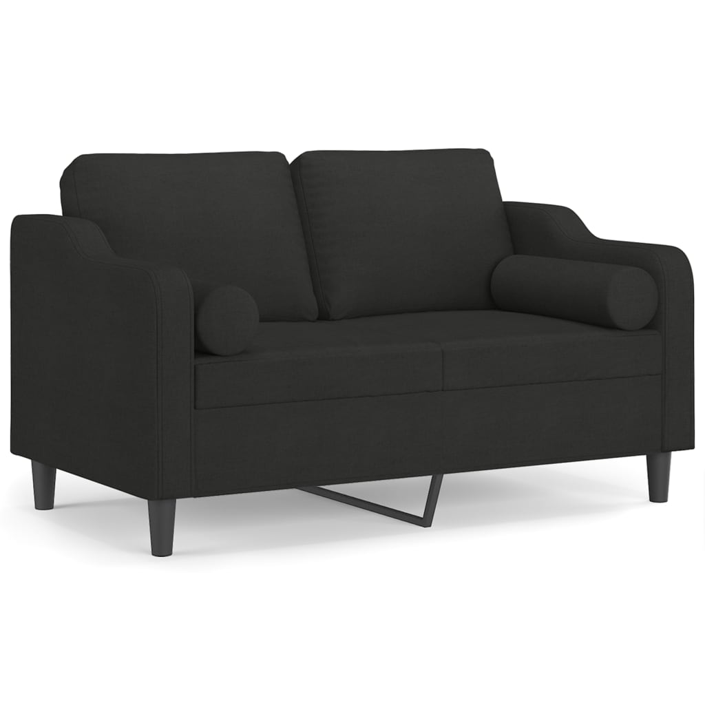 2-Sitzer-Sofa mit Zierkissen Schwarz 120 cm Stoff