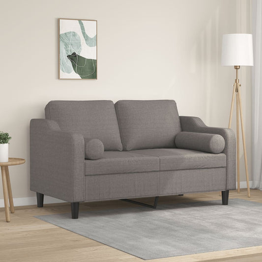 2-Sitzer-Sofa mit Zierkissen Taupe 120 cm Stoff