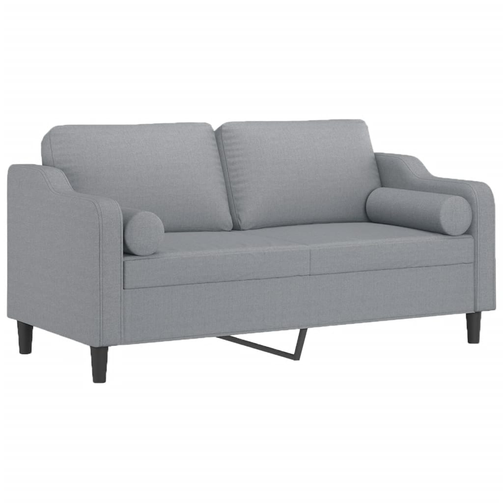 2-Sitzer-Sofa mit Zierkissen Hellgrau 140 cm Stoff