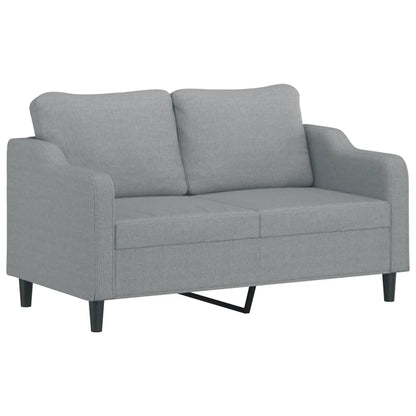 2-Sitzer-Sofa mit Zierkissen Hellgrau 140 cm Stoff