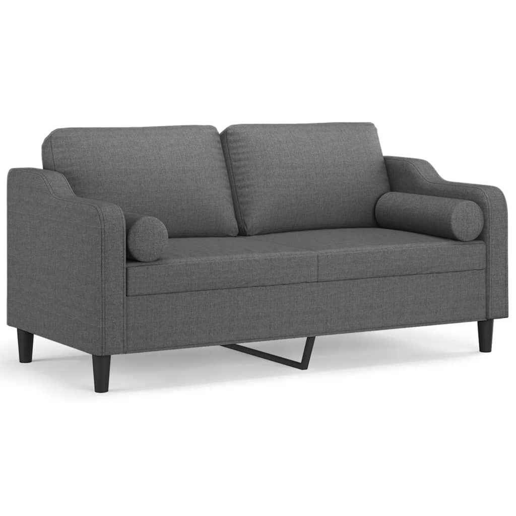 2-Sitzer-Sofa mit Zierkissen Dunkelgrau 140 cm Stoff