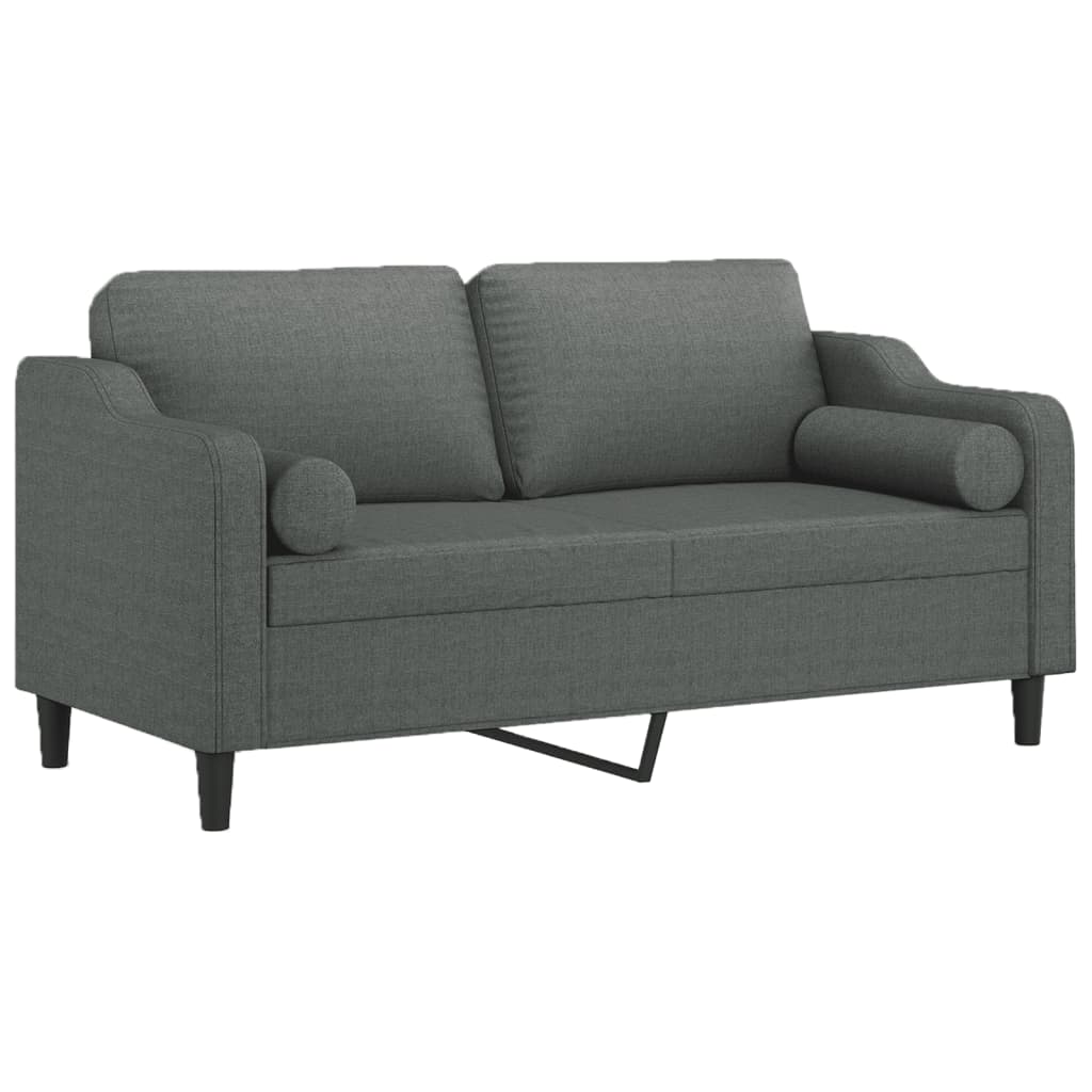 2-Sitzer-Sofa mit Zierkissen Dunkelgrau 140 cm Stoff