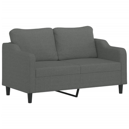 2-Sitzer-Sofa mit Zierkissen Dunkelgrau 140 cm Stoff