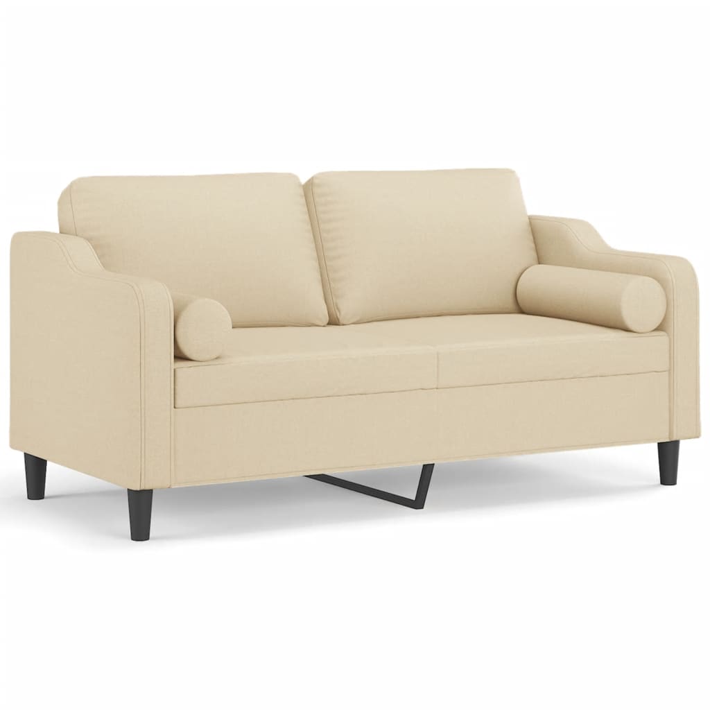 2-Sitzer-Sofa mit Zierkissen Creme 140 cm Stoff