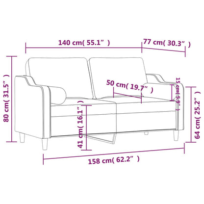 2-Sitzer-Sofa mit Zierkissen Schwarz 140 cm Stoff