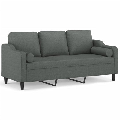 3-Sitzer-Sofa mit Zierkissen Dunkelgrau 180 cm Stoff