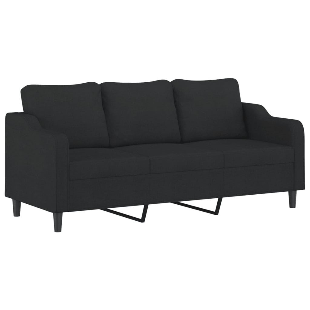 3-Sitzer-Sofa mit Zierkissen Schwarz 180 cm Stoff