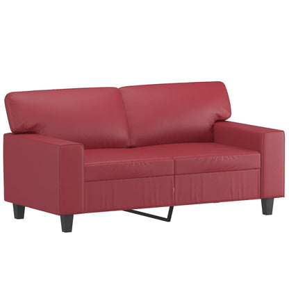 2-Sitzer-Sofa mit Zierkissen Weinrot 120 cm Kunstleder