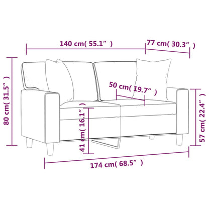 2-Sitzer-Sofa mit Zierkissen Weinrot 140 cm Kunstleder