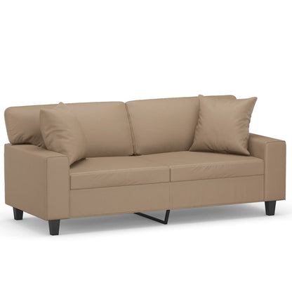 2-Sitzer-Sofa mit Zierkissen Cappuccino-Braun 140 cm Kunstleder