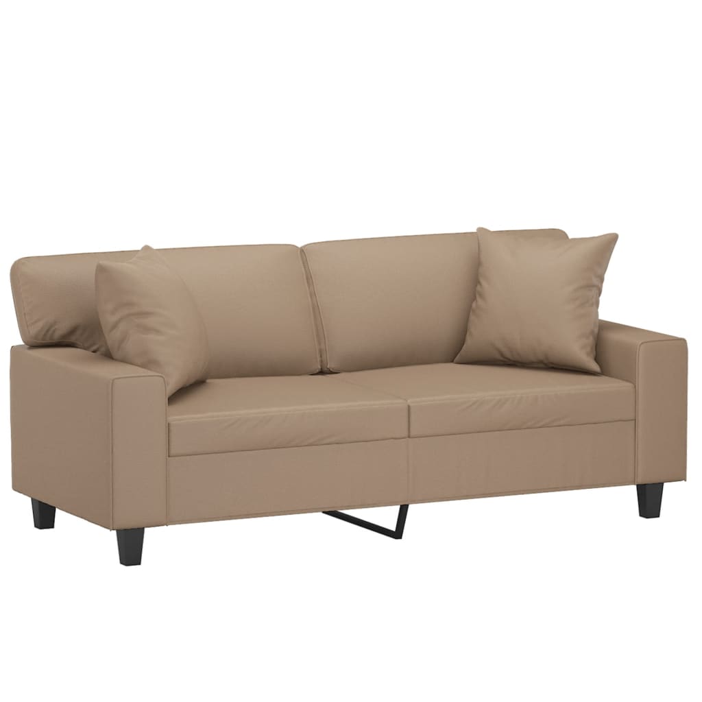 2-Sitzer-Sofa mit Zierkissen Cappuccino-Braun 140 cm Kunstleder