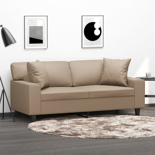 2-Sitzer-Sofa mit Zierkissen Cappuccino-Braun 140 cm Kunstleder