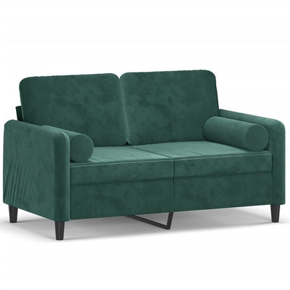 2-Sitzer-Sofa mit Zierkissen Dunkelgrün 120 cm Samt