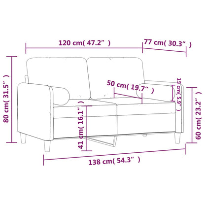 2-Sitzer-Sofa mit Zierkissen Schwarz 120 cm Samt