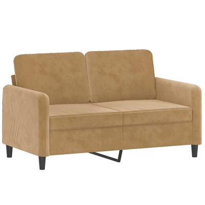 2-Sitzer-Sofa mit Zierkissen Braun 120 cm Samt