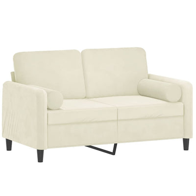 2-Sitzer-Sofa mit Zierkissen Creme 120 cm Samt