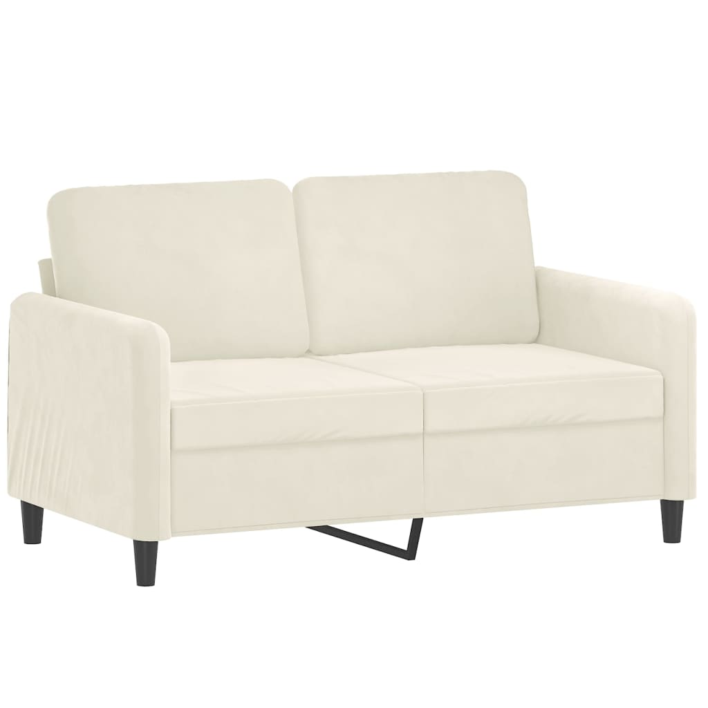 2-Sitzer-Sofa mit Zierkissen Creme 120 cm Samt