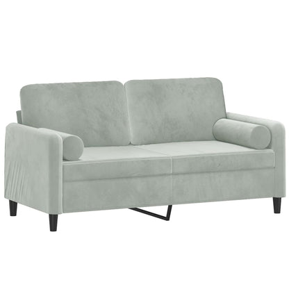 2-Sitzer-Sofa mit Zierkissen Hellgrau 140 cm Samt