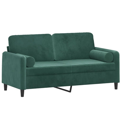 2-Sitzer-Sofa mit Zierkissen Dunkelgrün 140 cm Samt