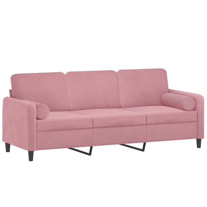 3-Sitzer-Sofa mit Zierkissen Rosa 180 cm Samt