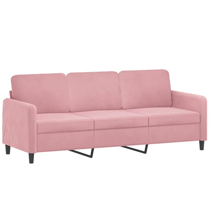 3-Sitzer-Sofa mit Zierkissen Rosa 180 cm Samt