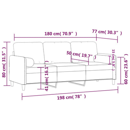 3-Sitzer-Sofa mit Zierkissen Weinrot 180 cm Samt