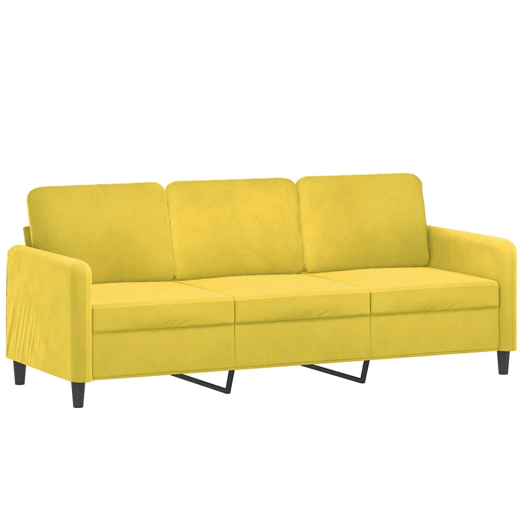 3-Sitzer-Sofa mit Zierkissen Gelb 180 cm Samt