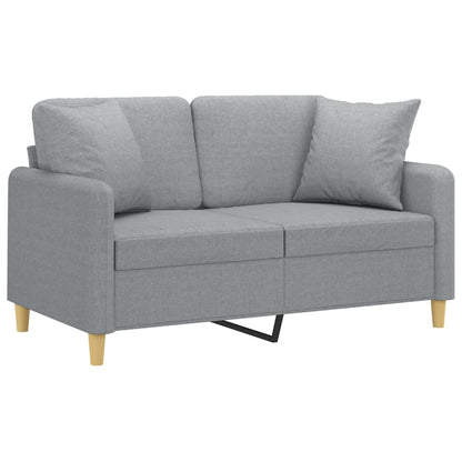 2-Sitzer-Sofa mit Zierkissen Hellgrau 120 cm Stoff