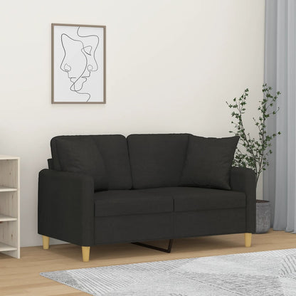 2-Sitzer-Sofa mit Zierkissen Schwarz 120 cm Stoff