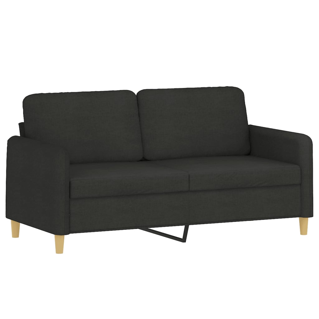 2-Sitzer-Sofa mit Zierkissen Schwarz 140 cm Stoff