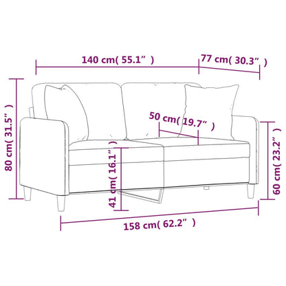 2-Sitzer-Sofa mit Zierkissen Schwarz 140 cm Stoff