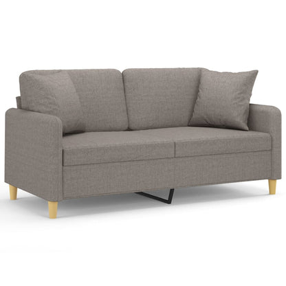 2-Sitzer-Sofa mit Zierkissen Taupe 140 cm Stoff