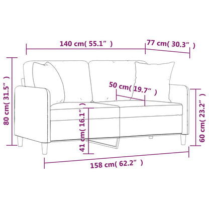 2-Sitzer-Sofa mit Zierkissen Taupe 140 cm Stoff