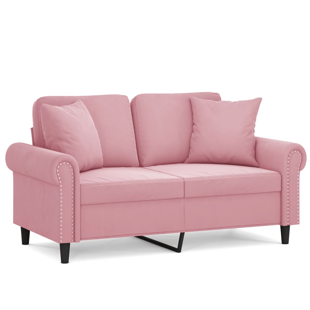 2-Sitzer-Sofa mit Zierkissen Rosa 120 cm Samt