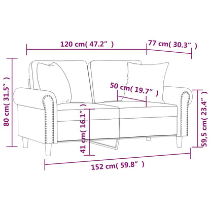 2-Sitzer-Sofa mit Zierkissen Weinrot 120 cm Samt