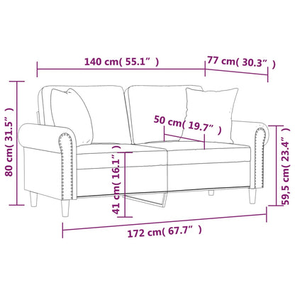 2-Sitzer-Sofa mit Zierkissen Hellgrau 140 cm Samt