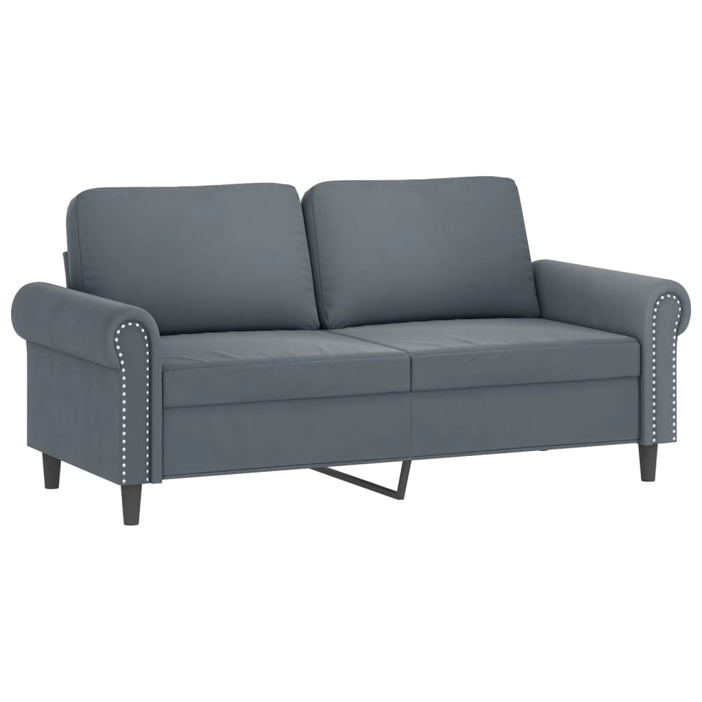 2-Sitzer-Sofa mit Zierkissen Dunkelgrau 140 cm Samt