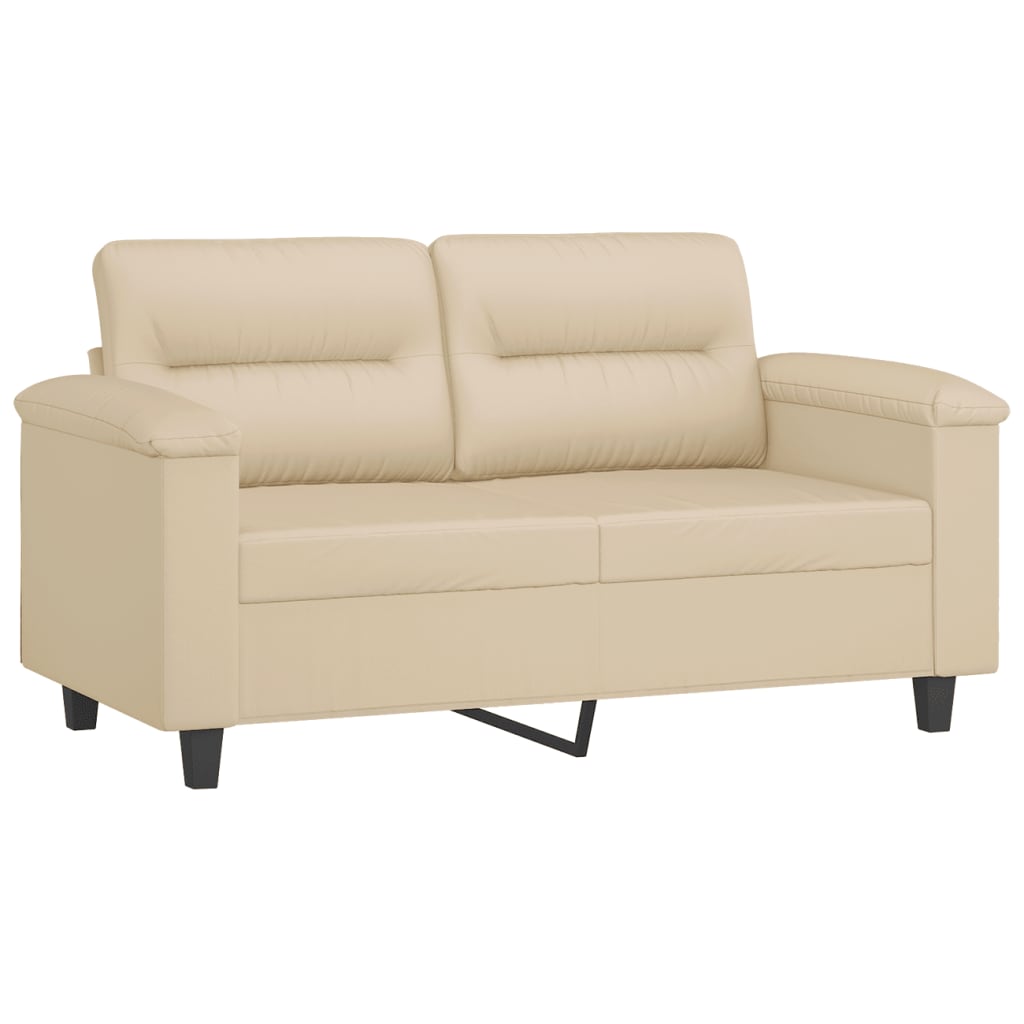 2-Sitzer-Sofa mit Kissen Creme 120 cm Mikrofasergewebe