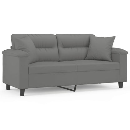 2-Sitzer-Sofa mit Kissen Dunkelgrau 140 cm Mikrofasergewebe