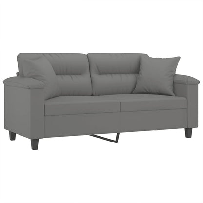 2-Sitzer-Sofa mit Kissen Dunkelgrau 140 cm Mikrofasergewebe