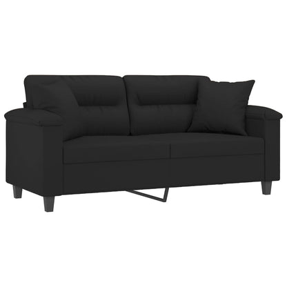 2-Sitzer-Sofa mit Kissen Schwarz 140 cm Mikrofasergewebe