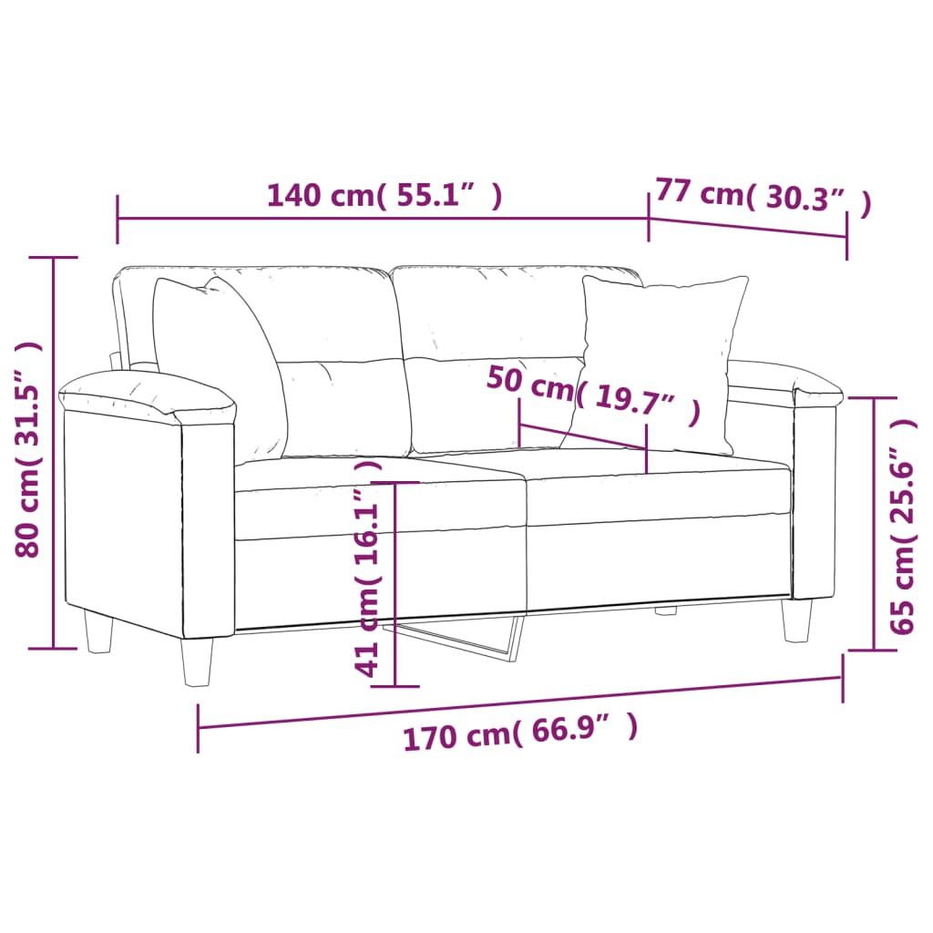 2-Sitzer-Sofa mit Zierkissen Schwarz 140 cm Kunstleder