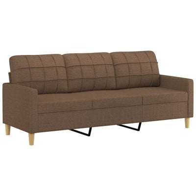 3-Sitzer-Sofa mit Hocker Braun 180 cm Stoff