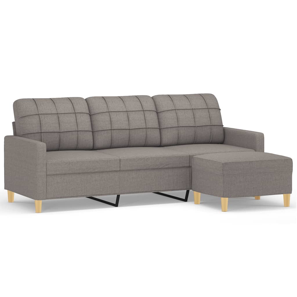 3-Sitzer-Sofa mit Hocker Taupe 180 cm Stoff