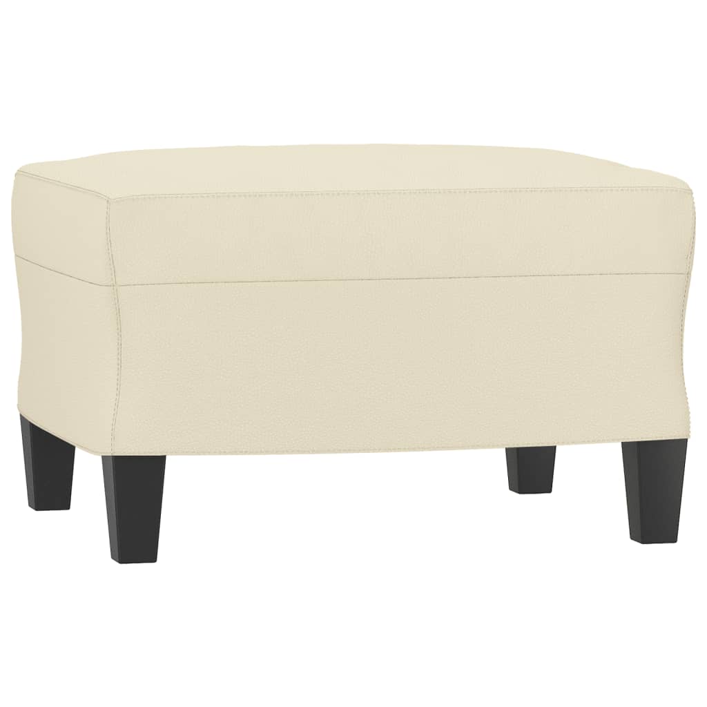 Sessel mit Hocker Creme 60 cm Kunstleder