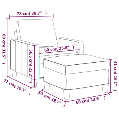 Sessel mit Hocker Schwarz 60 cm Kunstleder