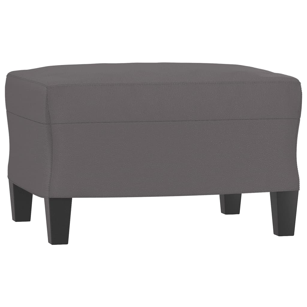 3-Sitzer-Sofa mit Hocker Grau 180 cm Kunstleder