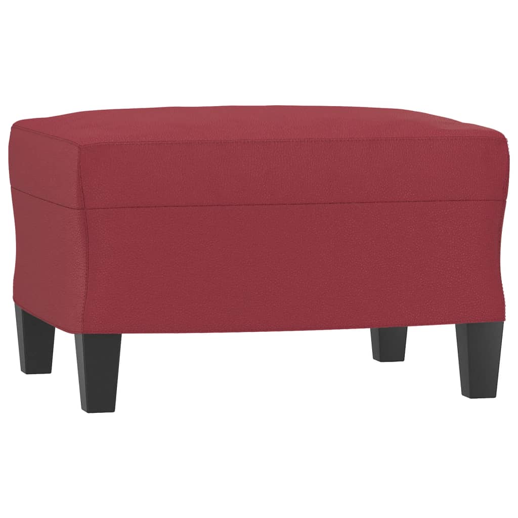 3-Sitzer-Sofa mit Hocker Weinrot 180 cm Kunstleder