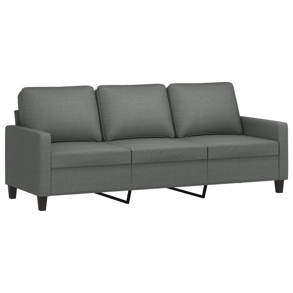 3-Sitzer-Sofa mit Hocker Dunkelgrau 180 cm Stoff