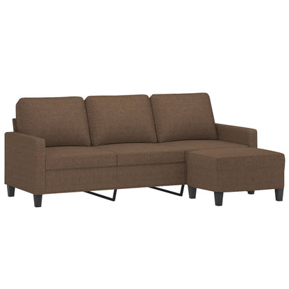 3-Sitzer-Sofa mit Hocker Braun 180 cm Stoff